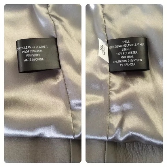 HAYDEN Collection GRAY GREY GENUINE LAMB LEATHER JACKET LARGE Crop Stretchy Zip - Picture 11 of 13